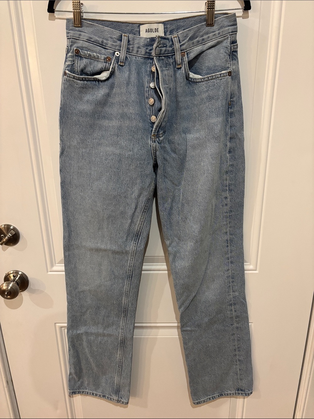 Agolde Light Blue High-Rise Straight Leg Jeans